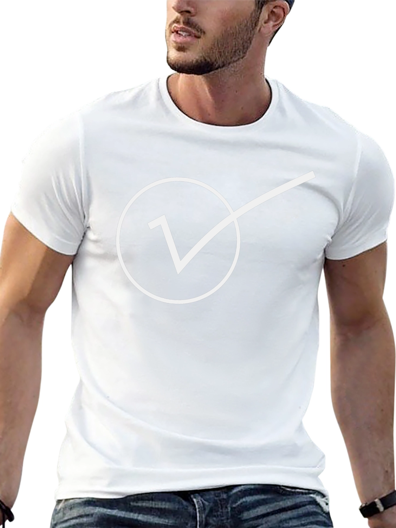 Minimalist Check Mark Graphic Tee - Black