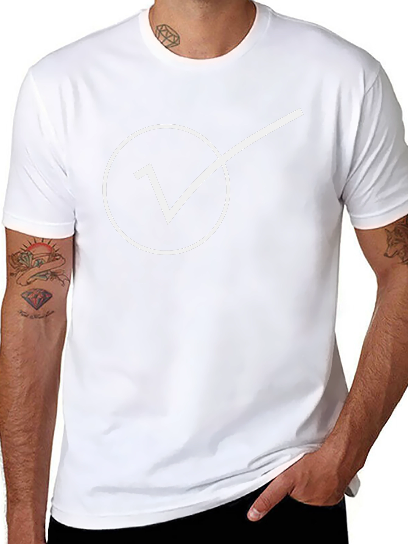 Minimalist Check Mark Graphic Tee - Black