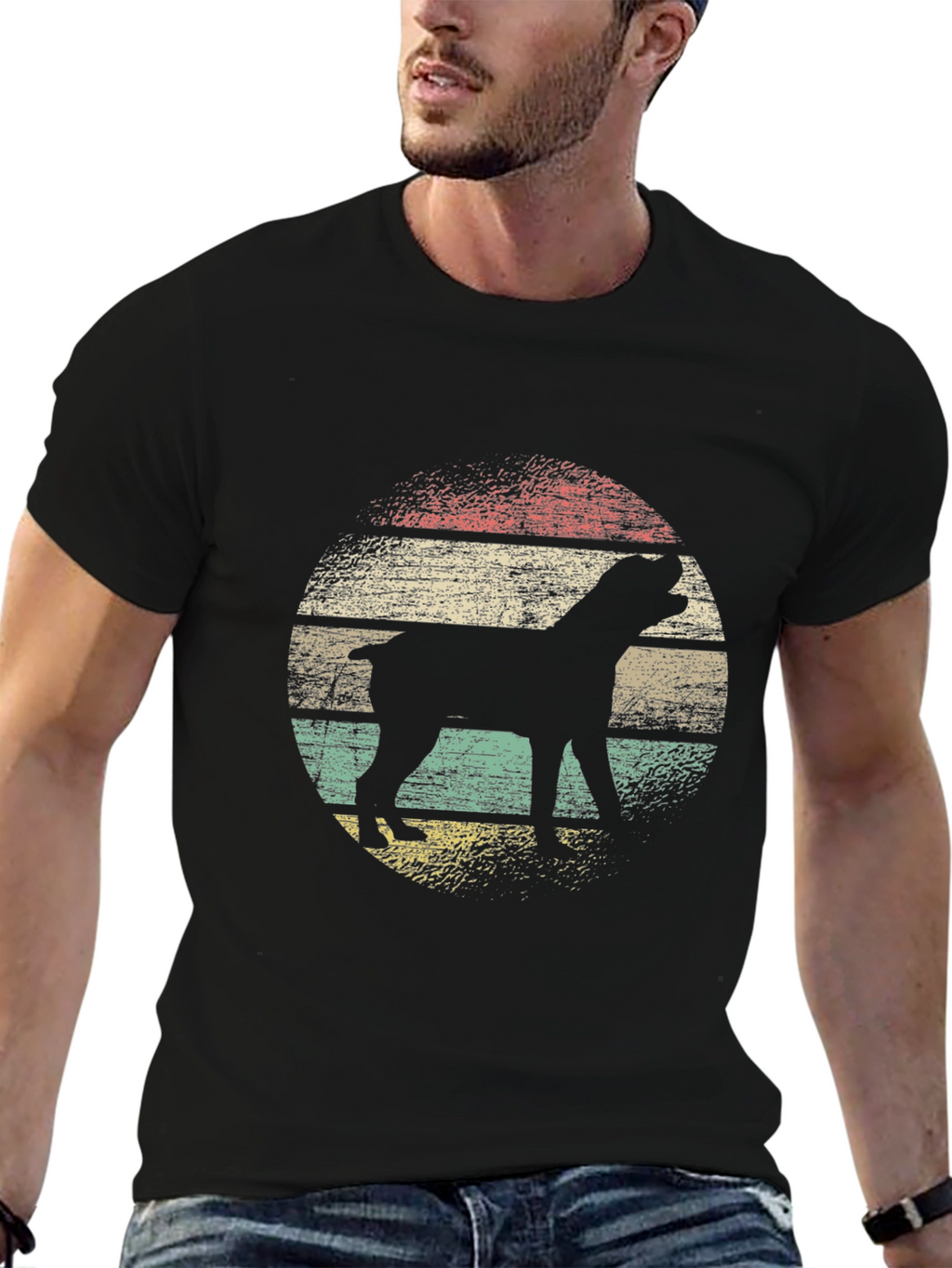 Retro Dog Silhouette T-Shirt - Black