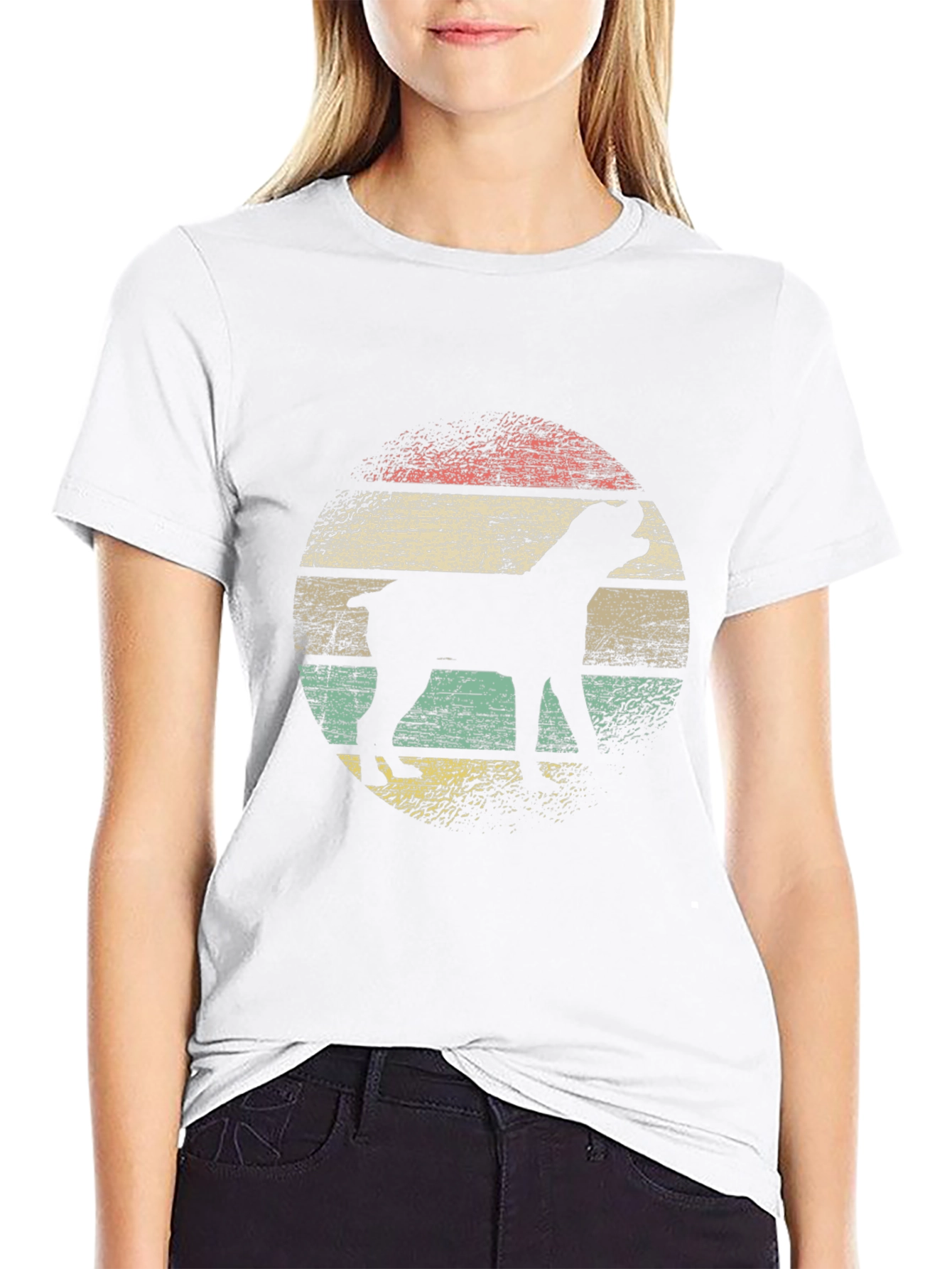 Retro Dog Silhouette T-Shirt - Black