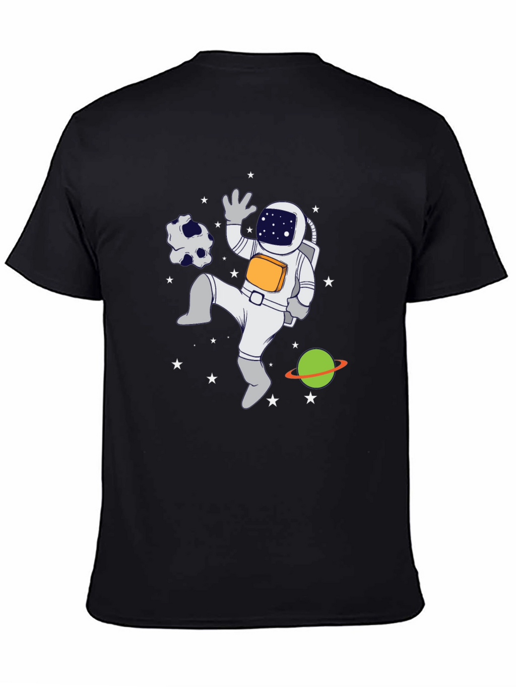 Astronaut in Space Graphic T-Shirt - Black Crew Neck