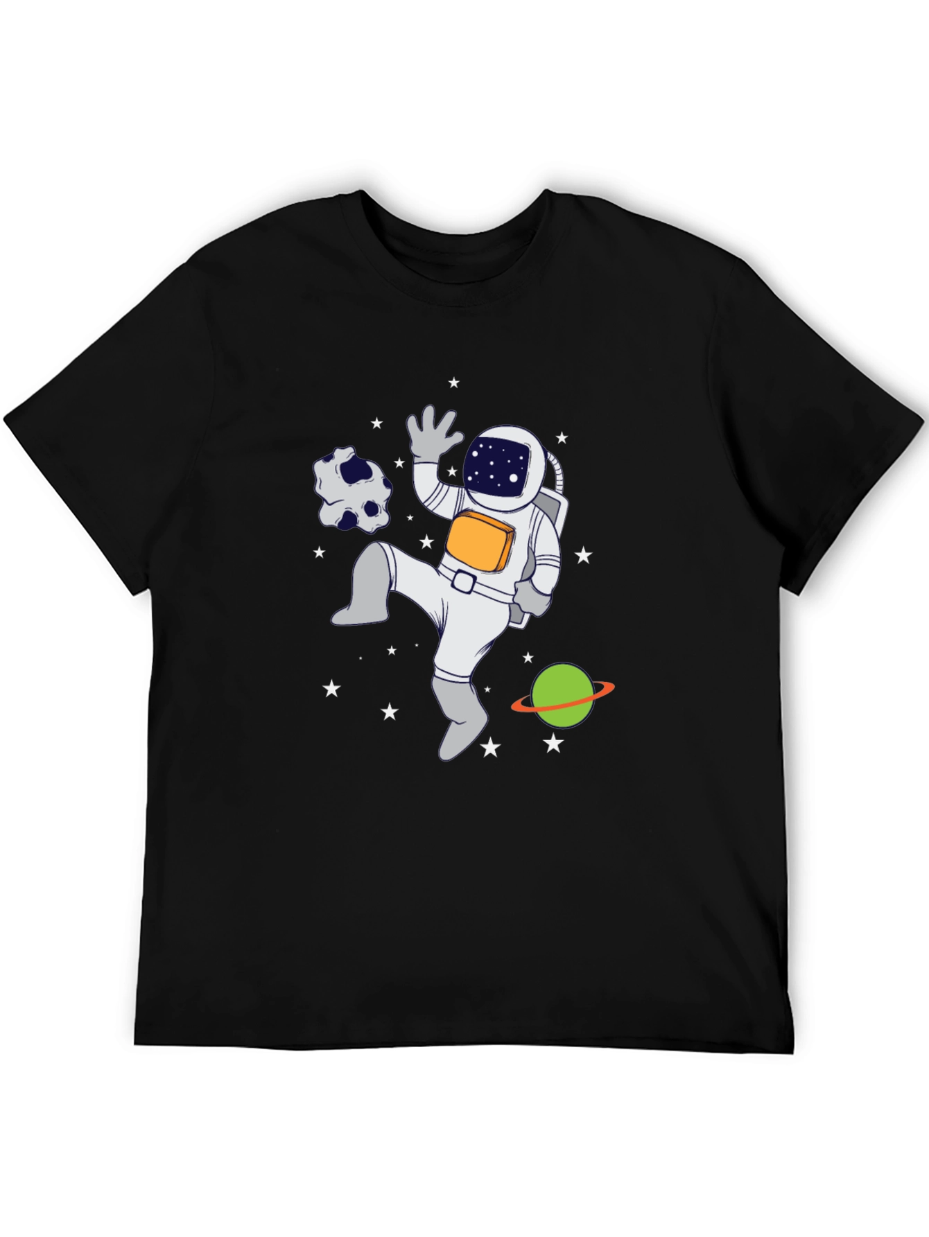 Astronaut in Space Graphic T-Shirt - Black Crew Neck
