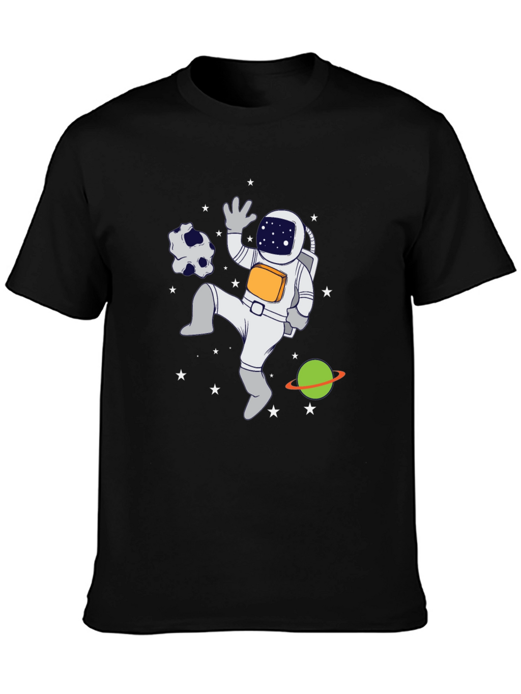 Astronaut in Space Graphic T-Shirt - Black Crew Neck