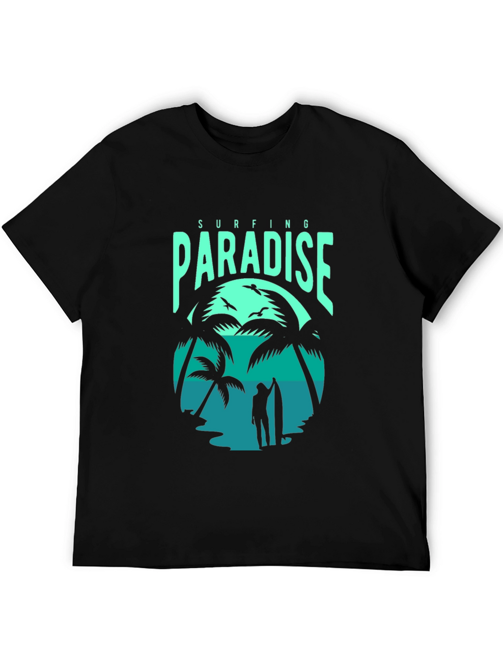 Surfing Paradise Graphic Tee - Black