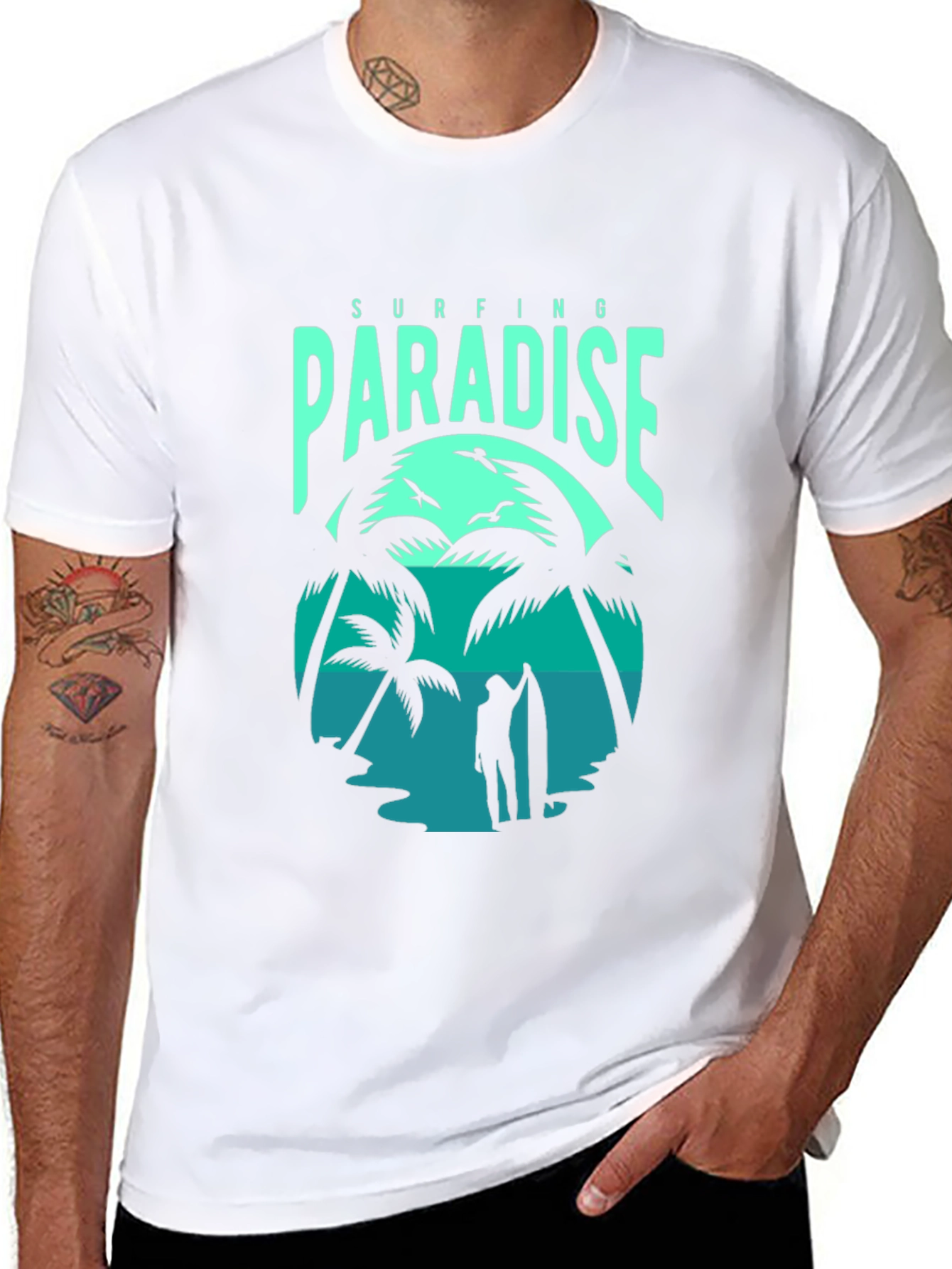 Surfing Paradise Graphic Tee - Black