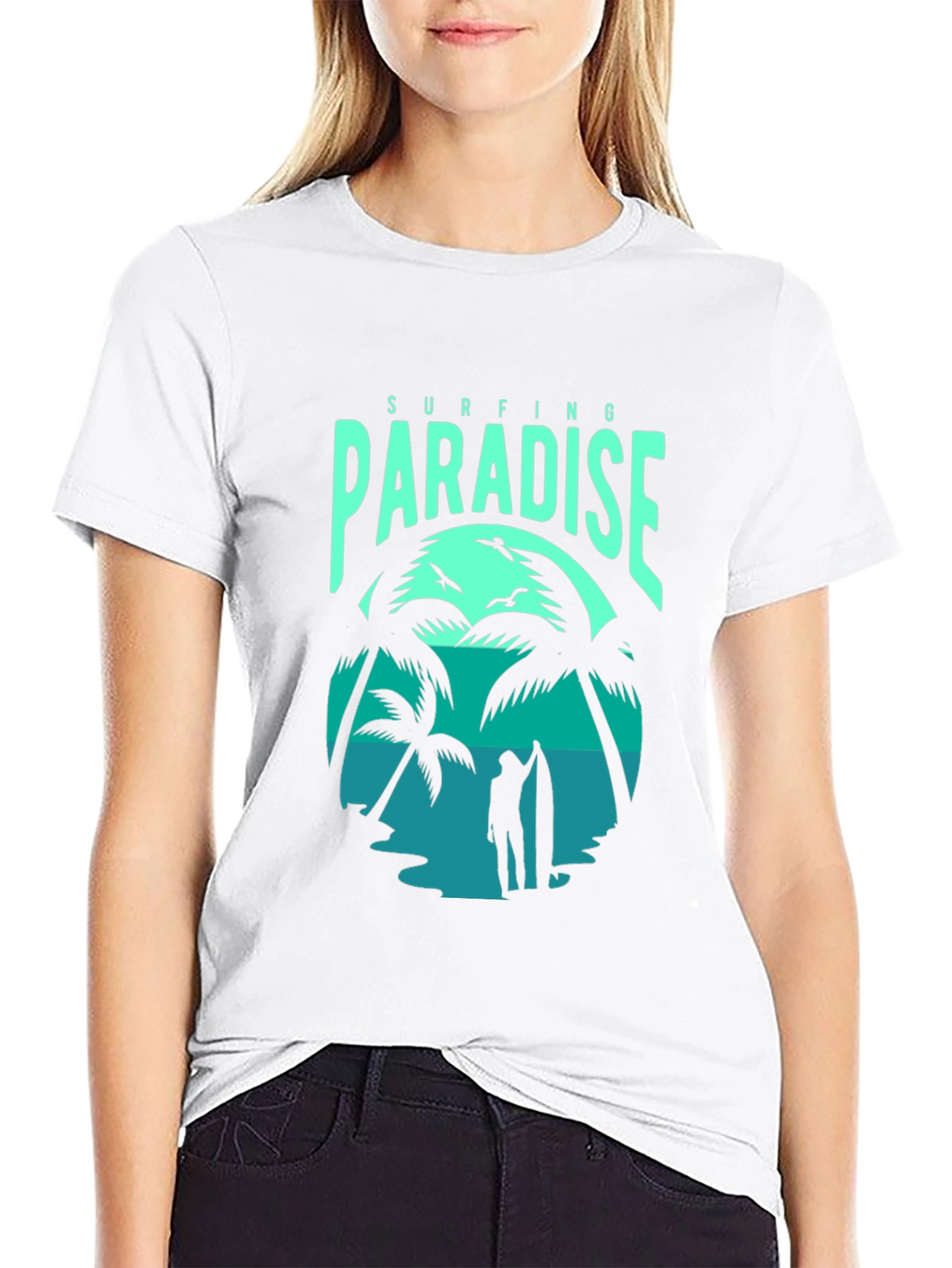 Surfing Paradise Graphic Tee - Black