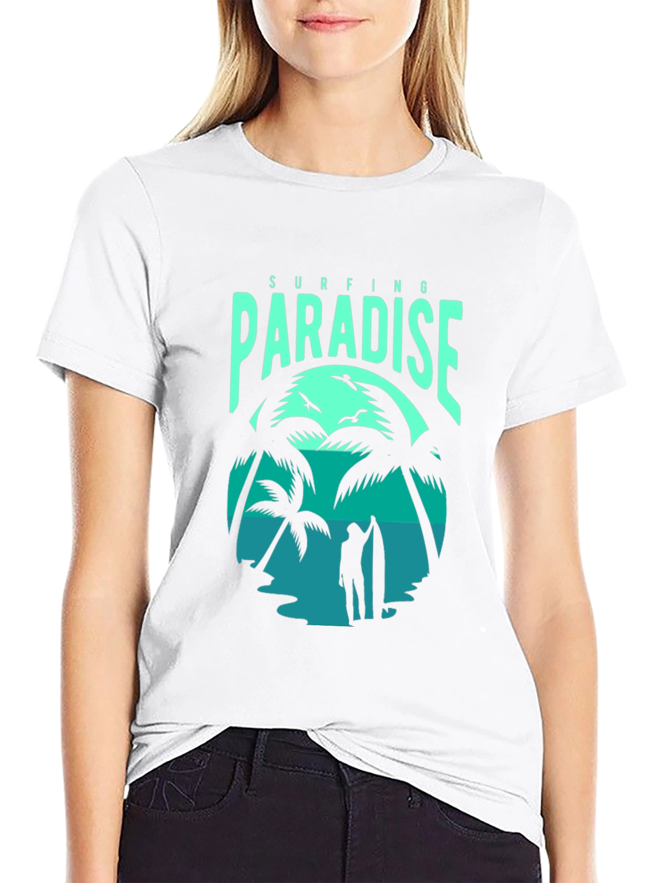 Surfing Paradise Graphic Tee - Black