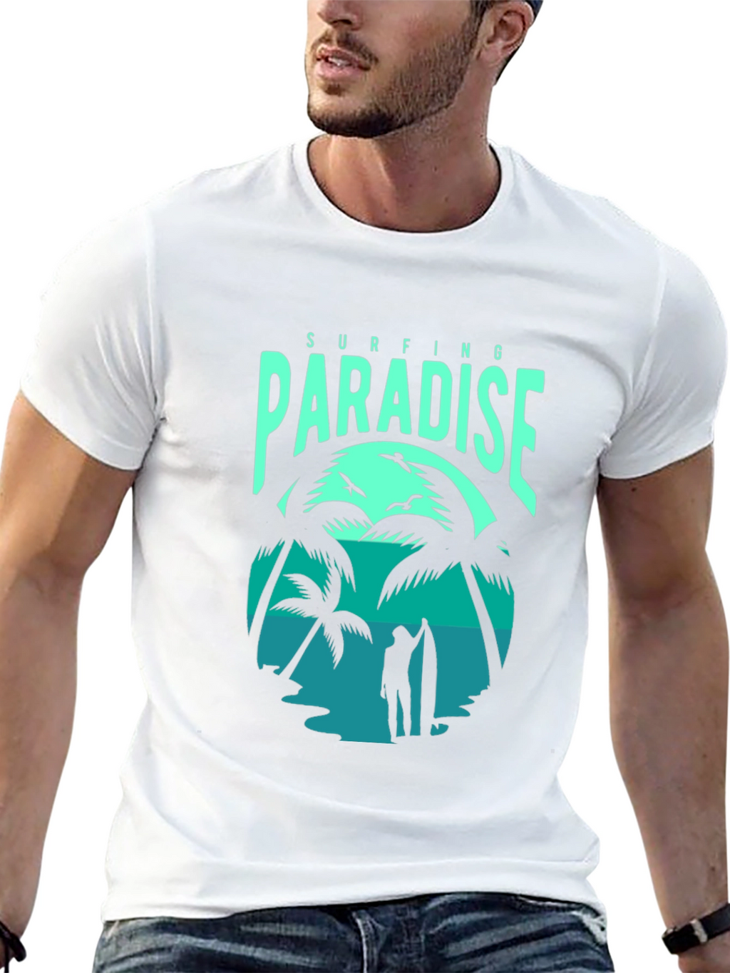 Surfing Paradise Graphic Tee - Black