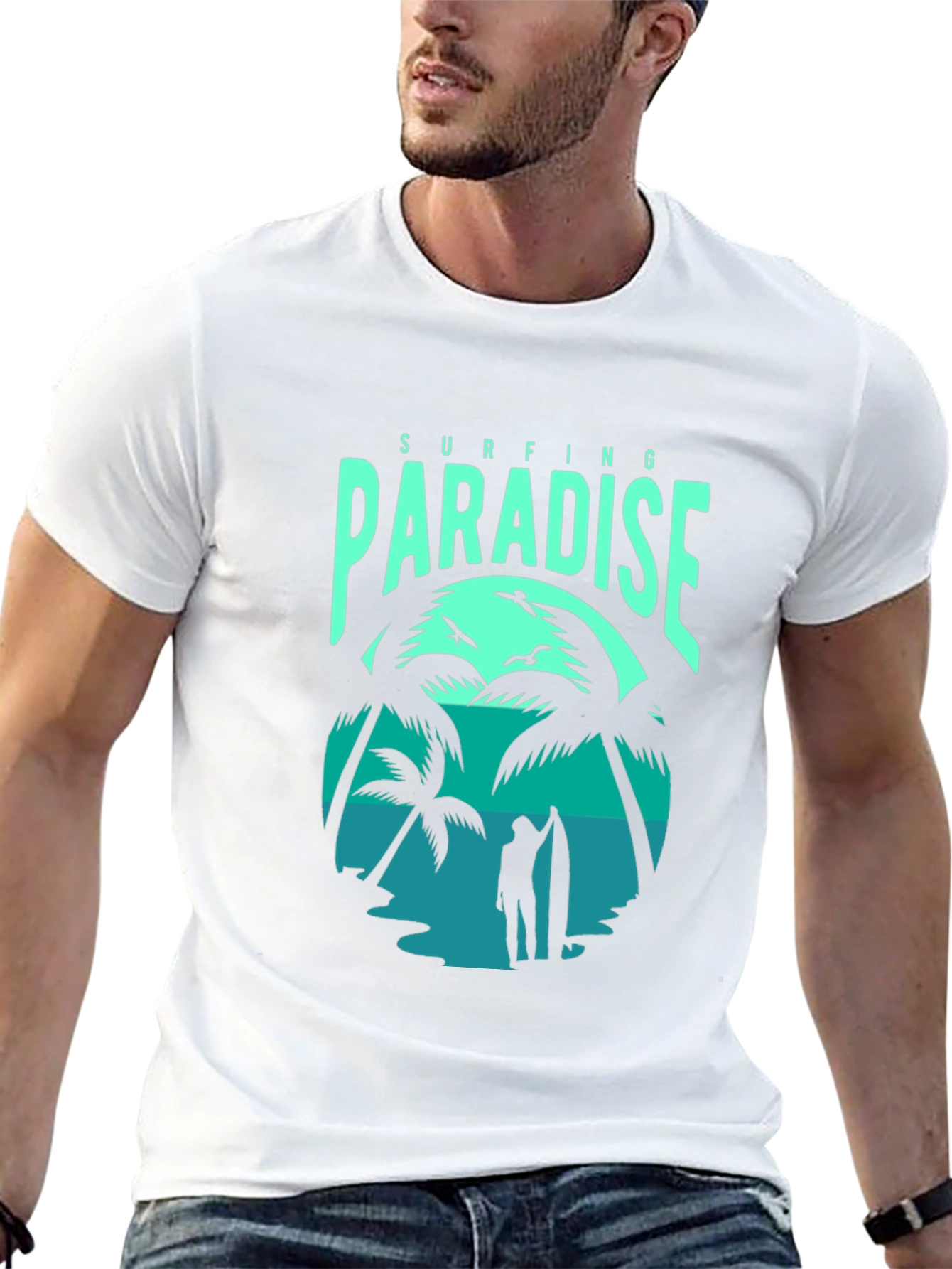 Surfing Paradise Graphic Tee - Black