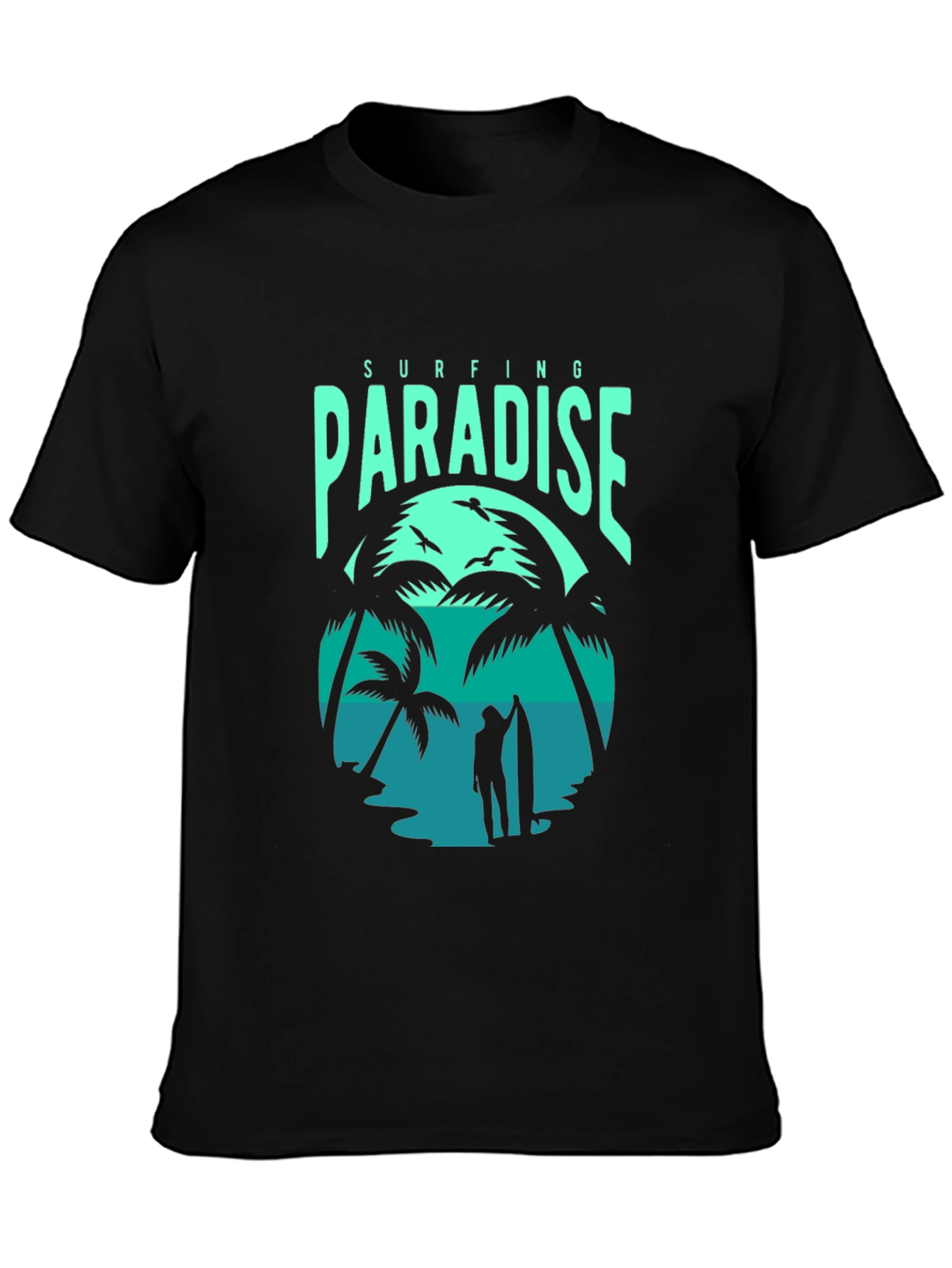 Surfing Paradise Graphic Tee - Black