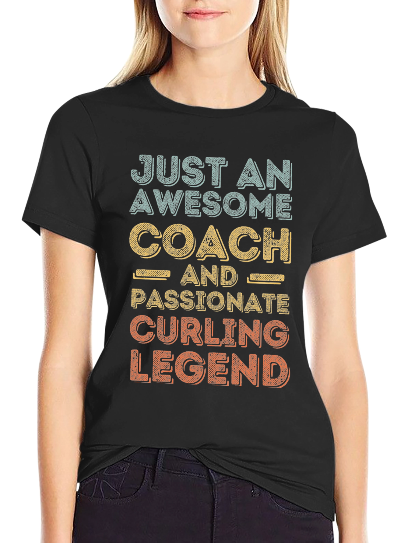 Awesome Coach Curling Legend Graphic T-Shirt