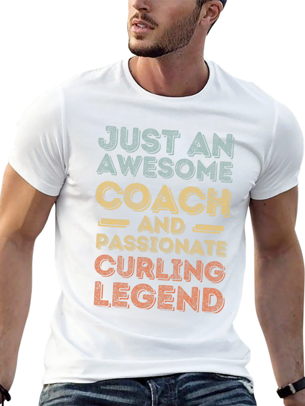 Awesome Coach Curling Legend Graphic T-Shirt