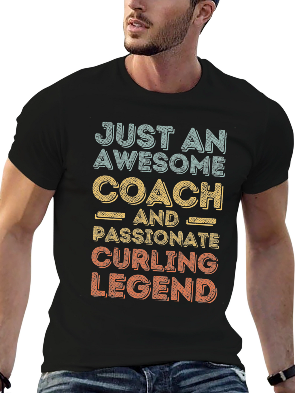 Awesome Coach Curling Legend Graphic T-Shirt