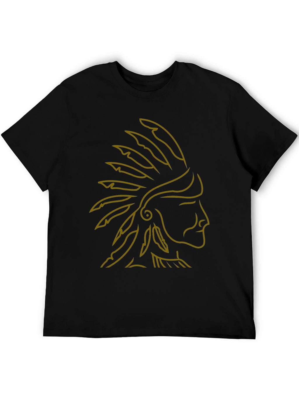 Native American Chief Headdress Graphic Tee - Black
