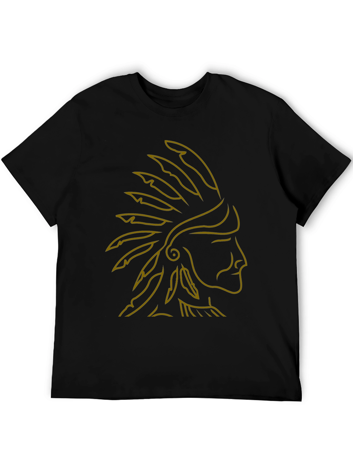 Native American Chief Headdress Graphic Tee - Black