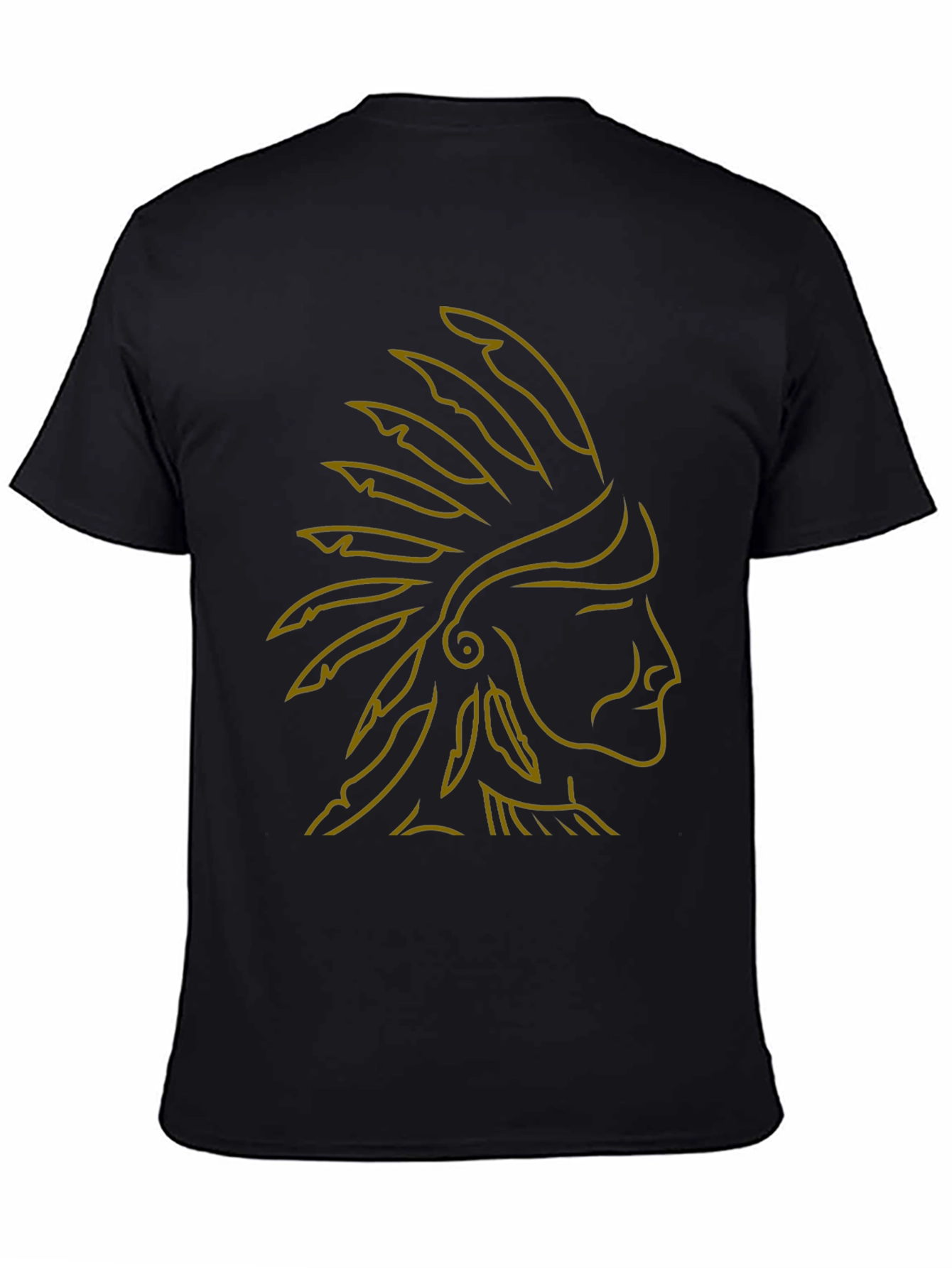 Native American Chief Headdress Graphic Tee - Black