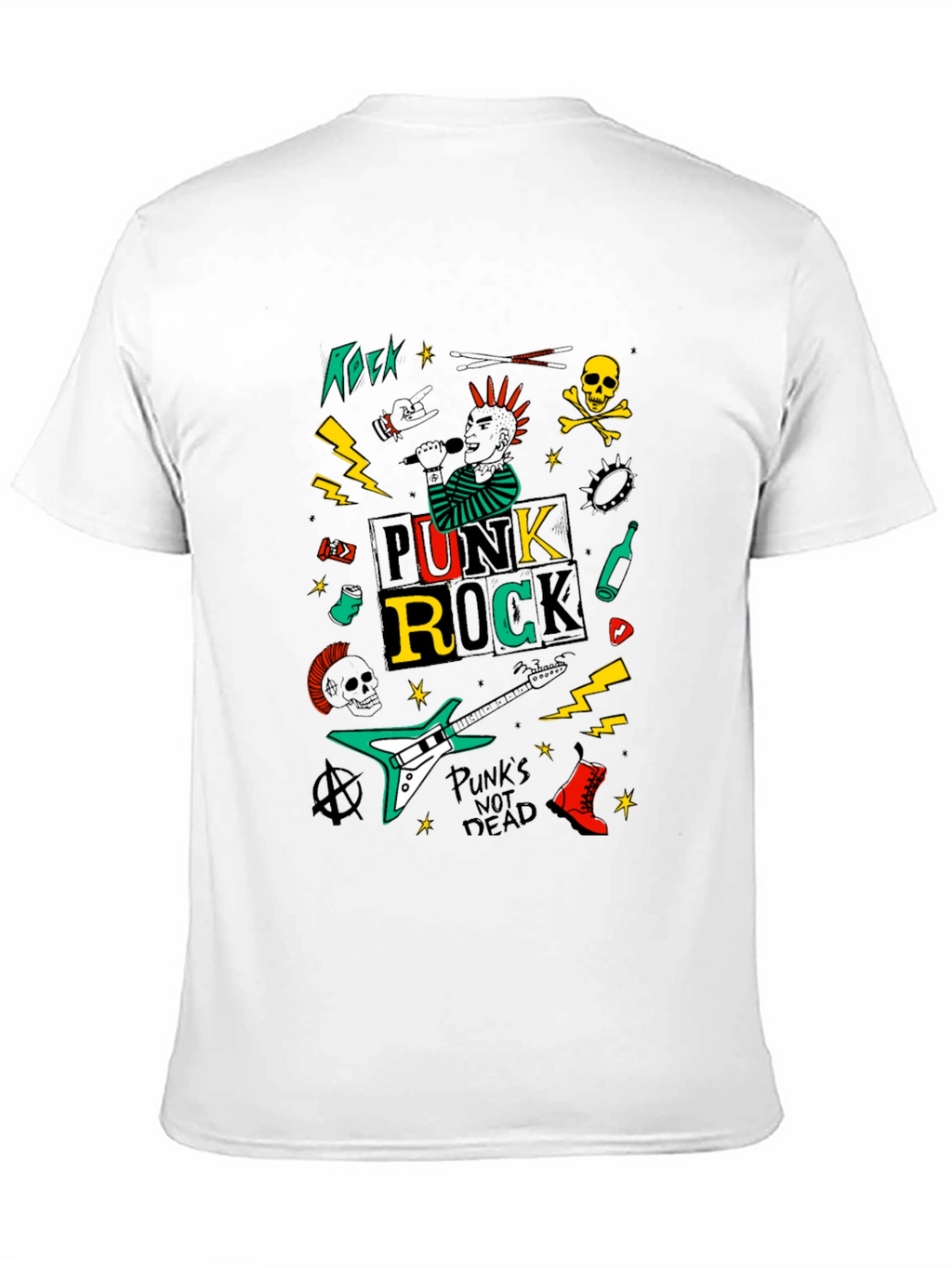 Punk Rock Graphic Tee - Black Cotton T-Shirt