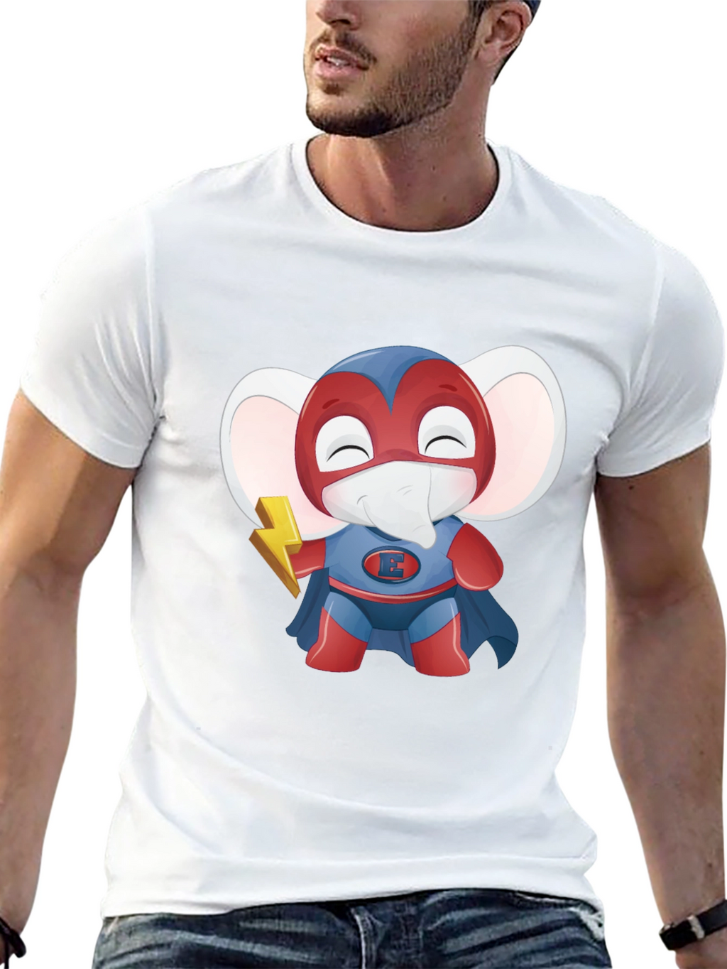 Superhero Elephant Cartoon T-Shirt