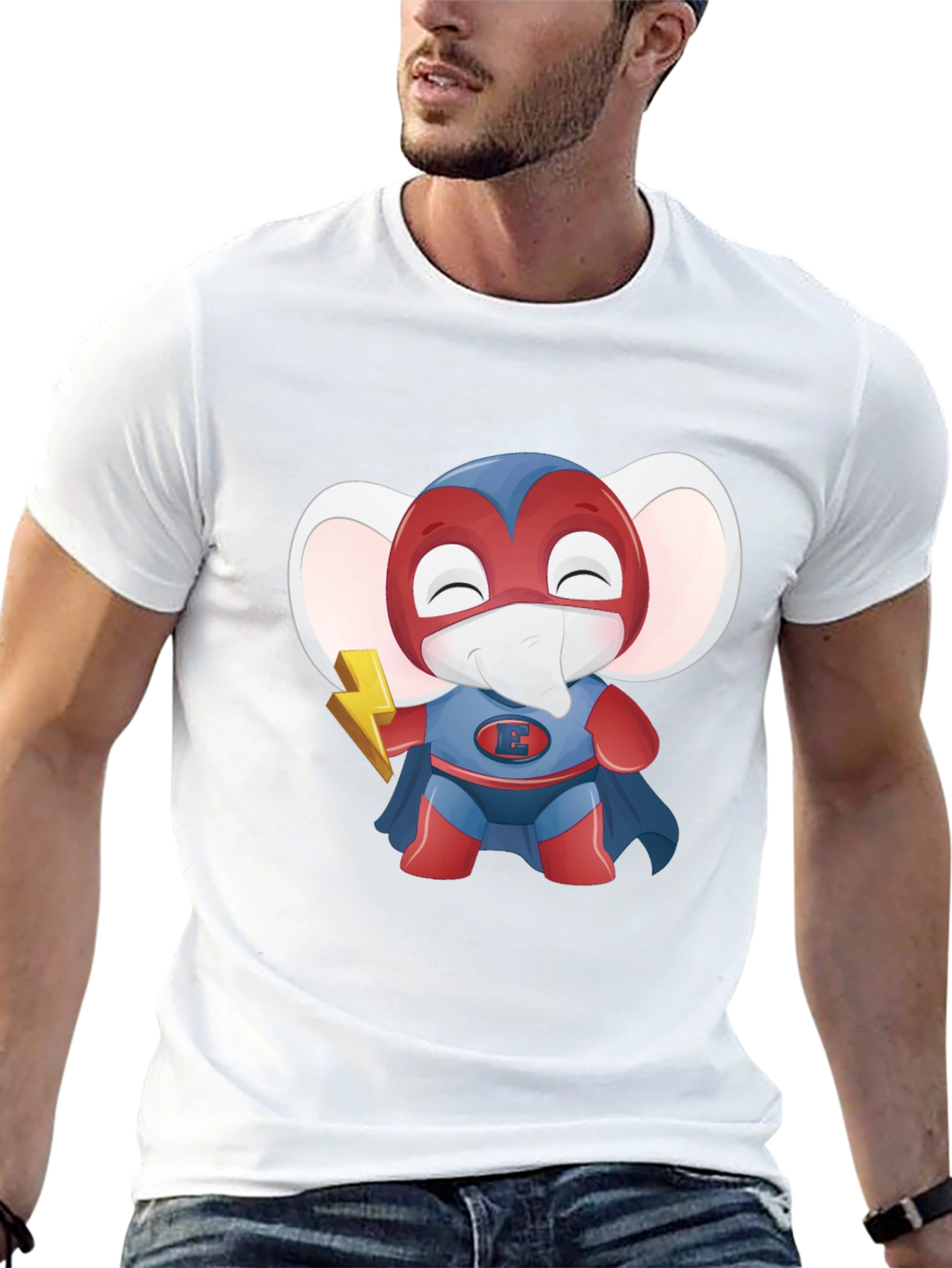 Superhero Elephant Cartoon T-Shirt