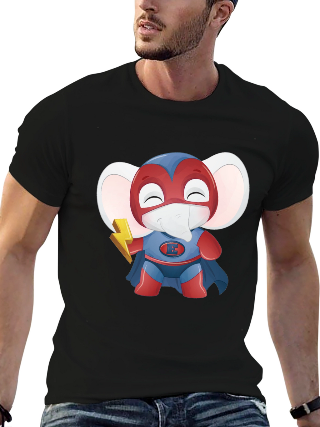 Superhero Elephant Cartoon T-Shirt