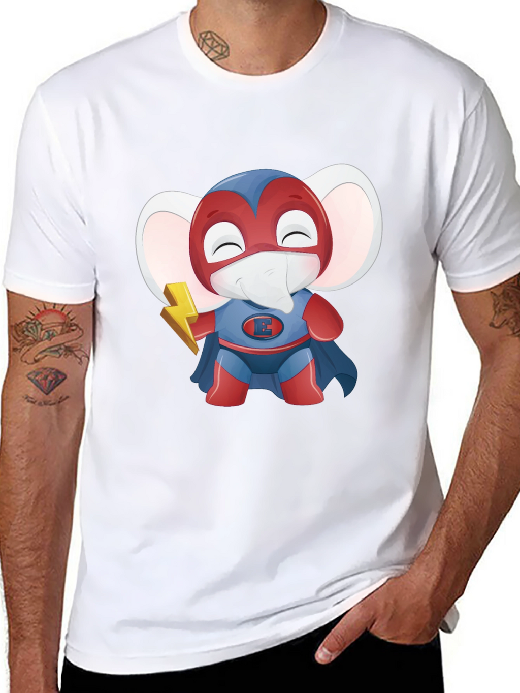 Superhero Elephant Cartoon T-Shirt