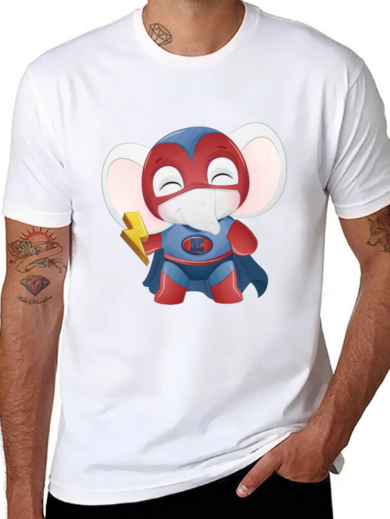Superhero Elephant Cartoon T-Shirt