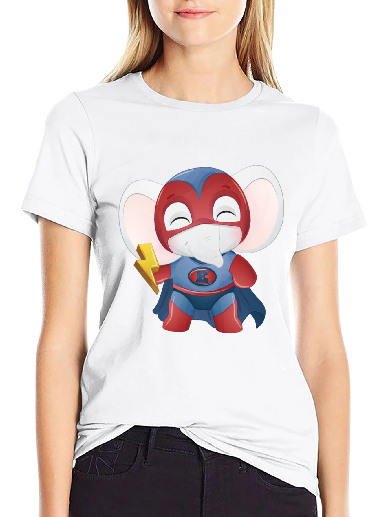 Superhero Elephant Cartoon T-Shirt