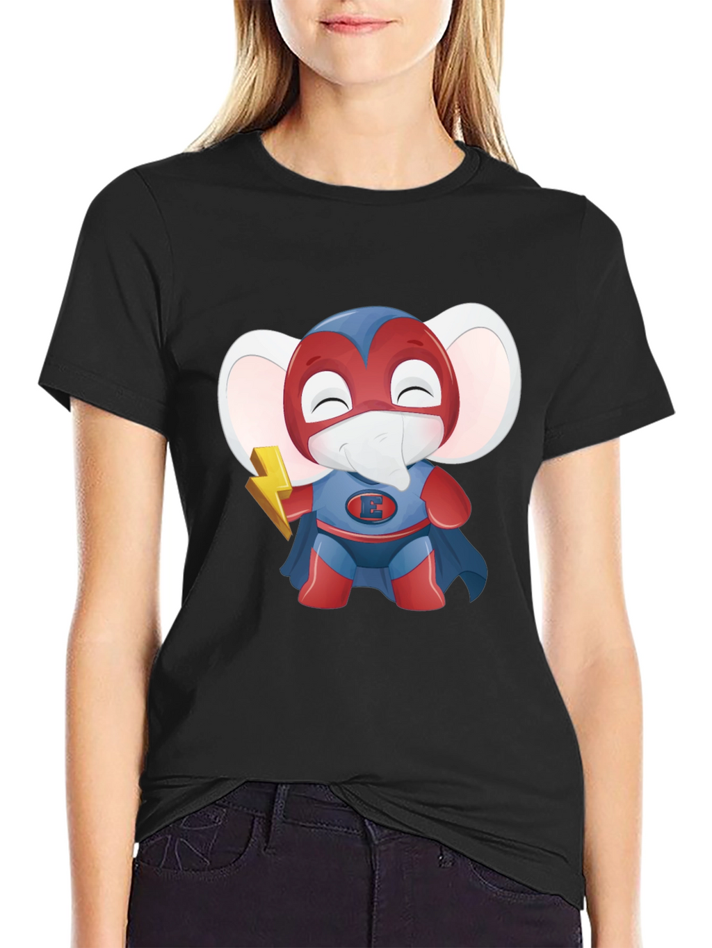 Superhero Elephant Cartoon T-Shirt