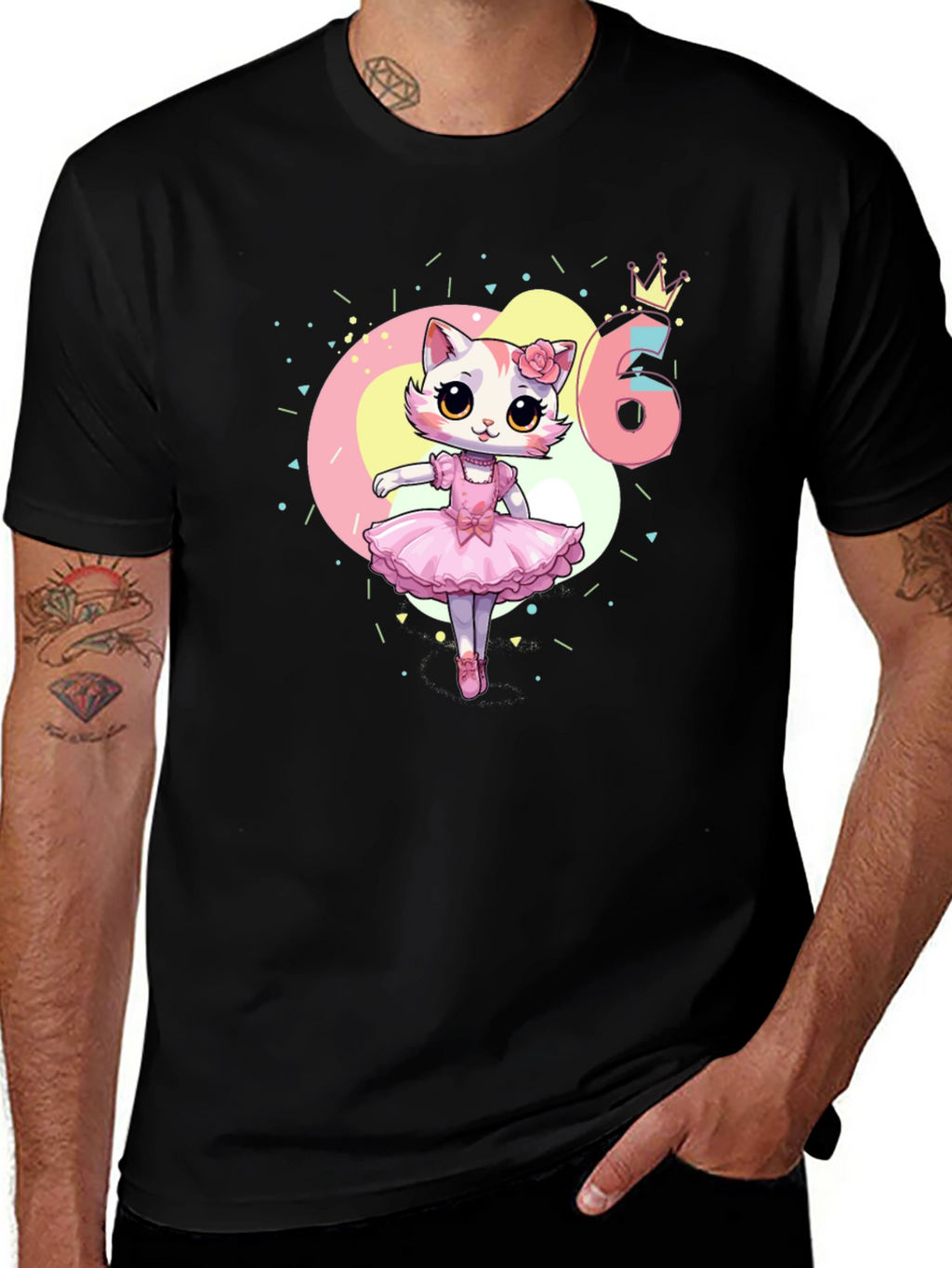 Cute Cat Ballerina 6th Birthday T-Shirt