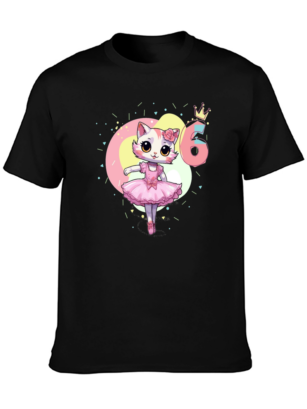 Cute Cat Ballerina 6th Birthday T-Shirt