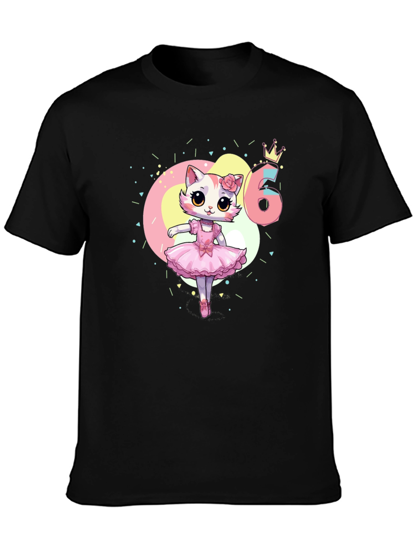 Cute Cat Ballerina 6th Birthday T-Shirt