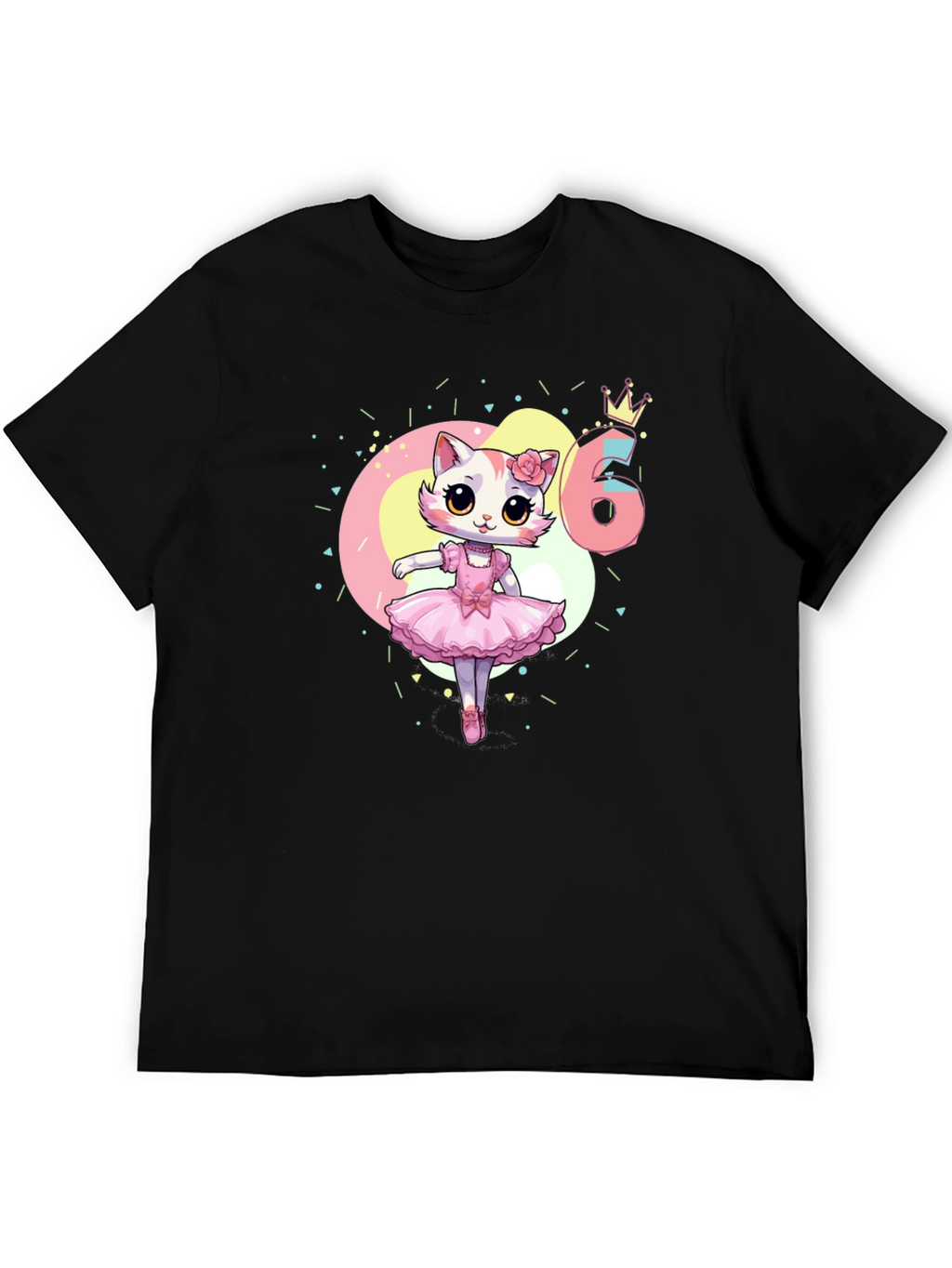 Cute Cat Ballerina 6th Birthday T-Shirt