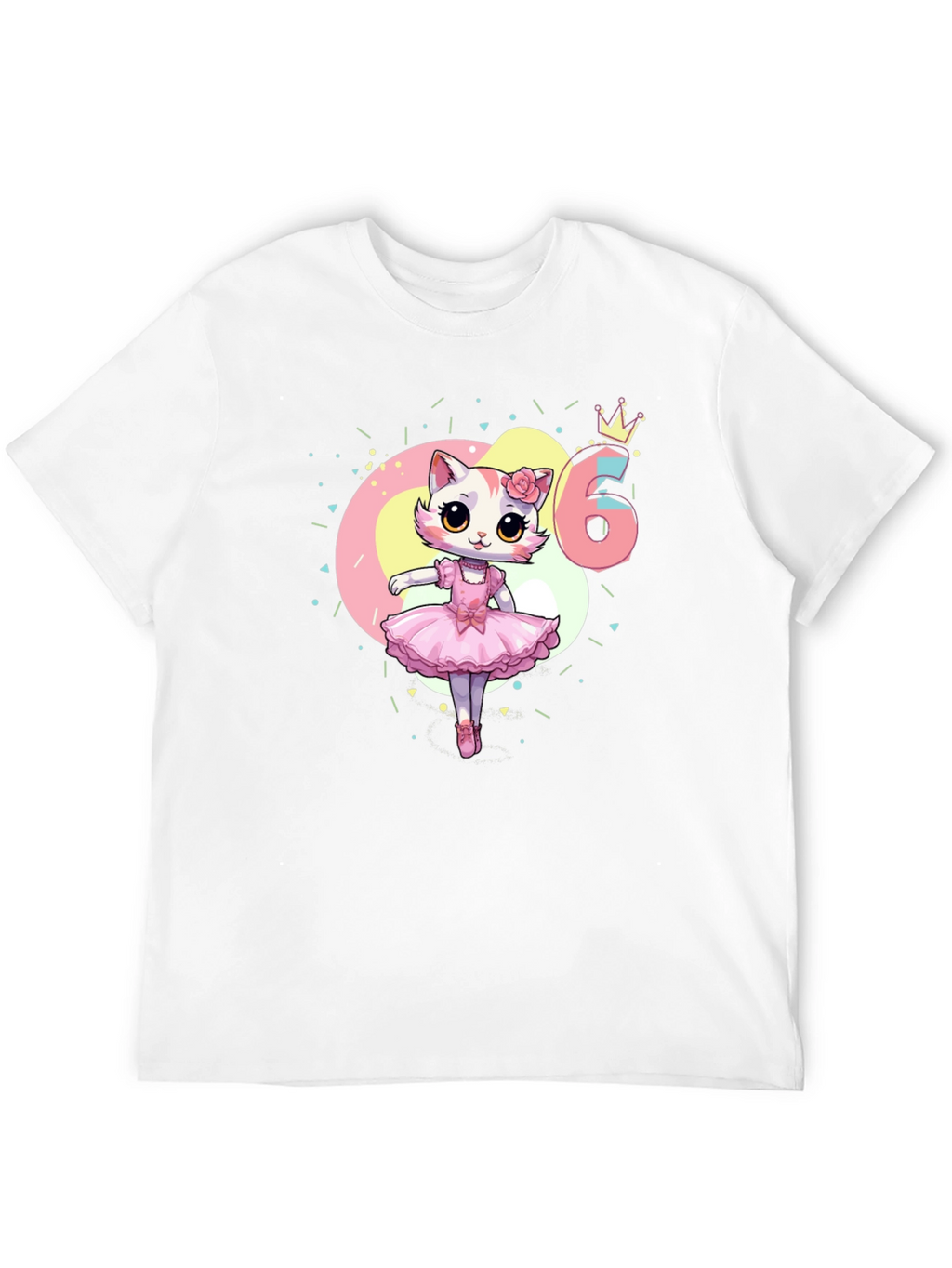 Cute Cat Ballerina 6th Birthday T-Shirt