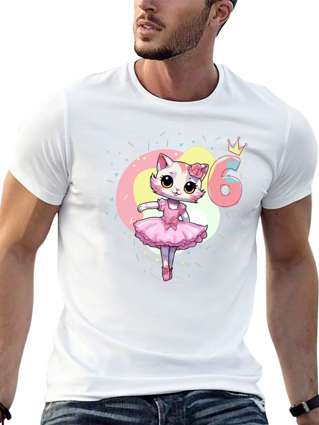 Cute Cat Ballerina 6th Birthday T-Shirt