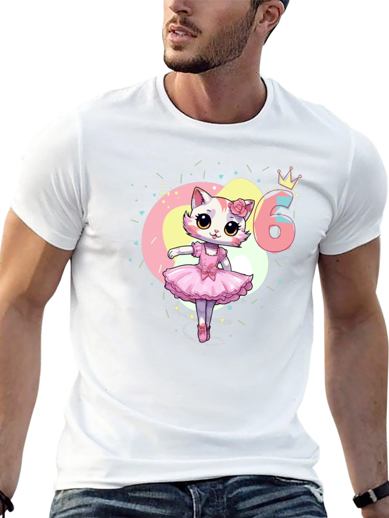 Cute Cat Ballerina 6th Birthday T-Shirt
