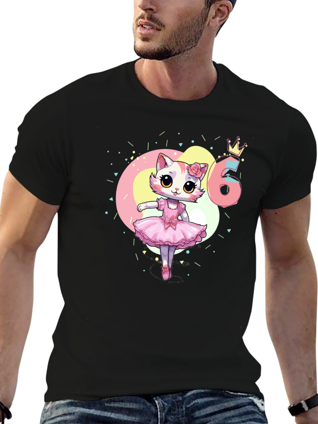 Cute Cat Ballerina 6th Birthday T-Shirt