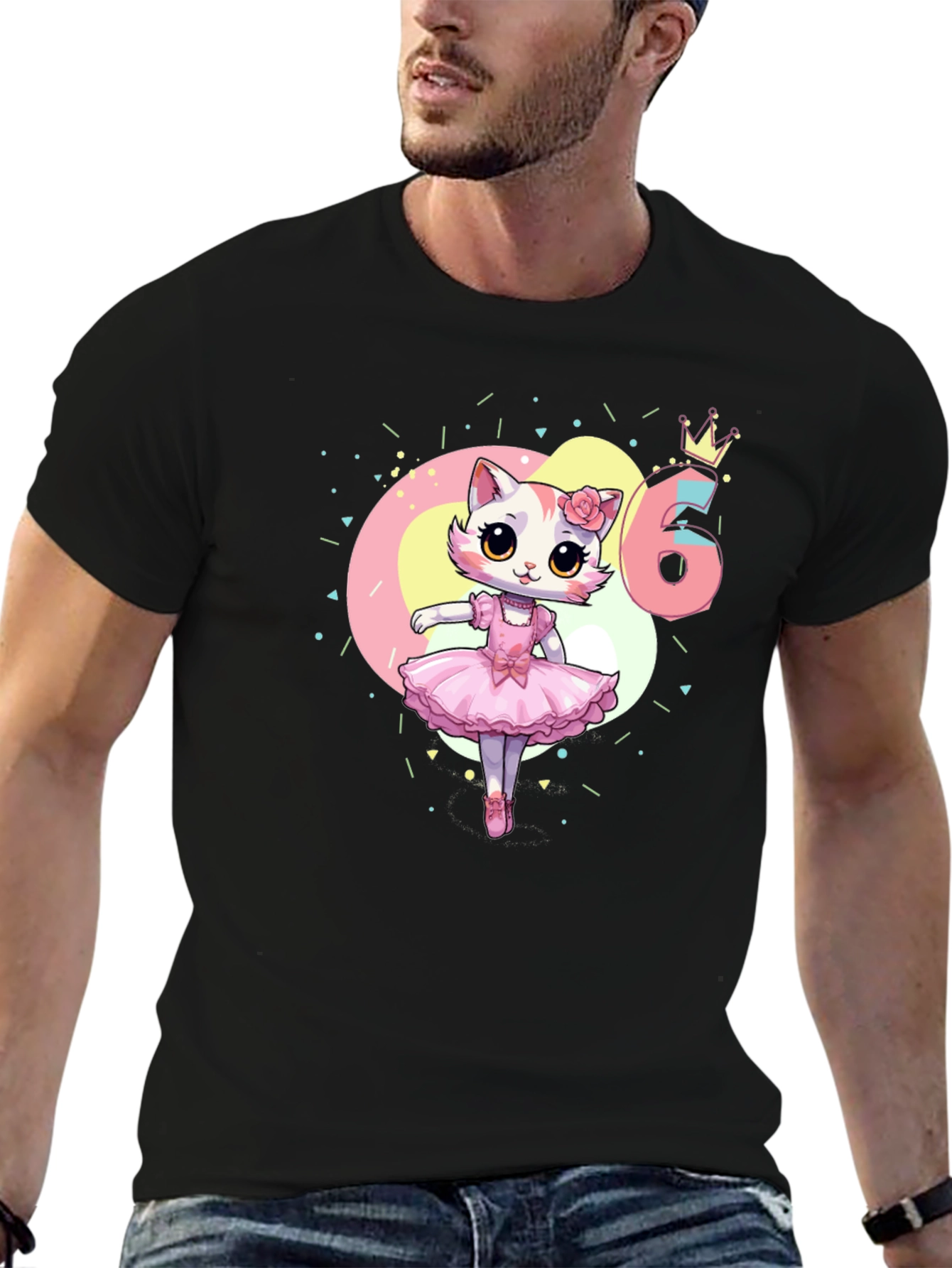 Cute Cat Ballerina 6th Birthday T-Shirt