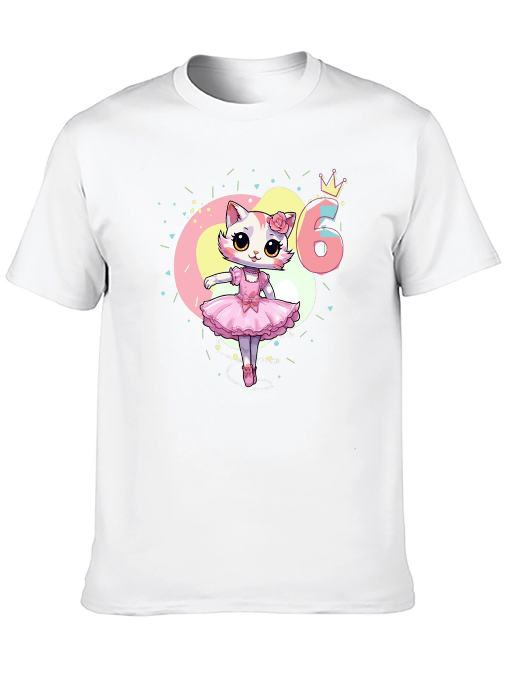 Cute Cat Ballerina 6th Birthday T-Shirt
