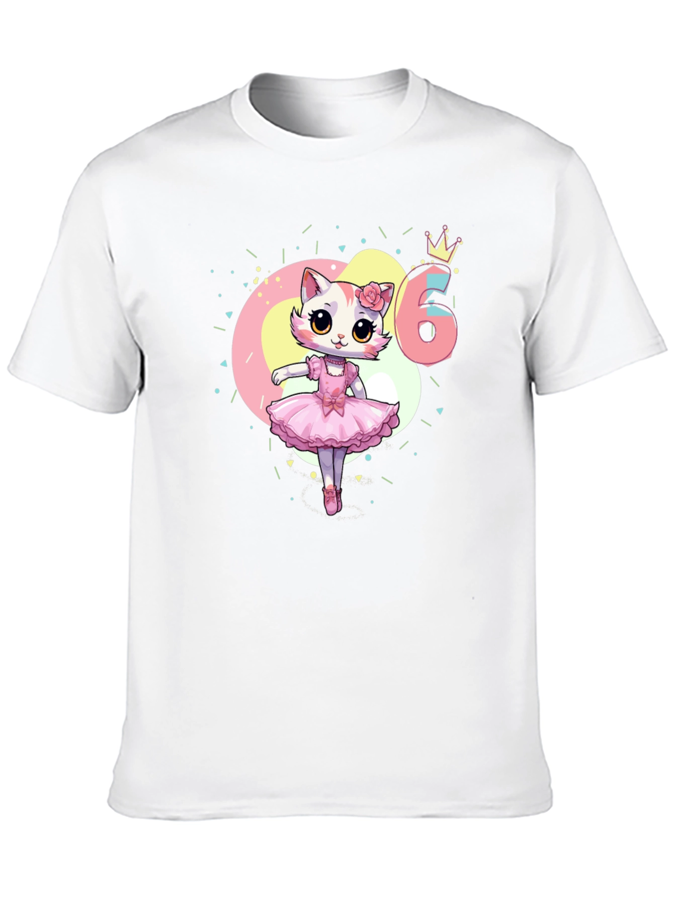 Cute Cat Ballerina 6th Birthday T-Shirt