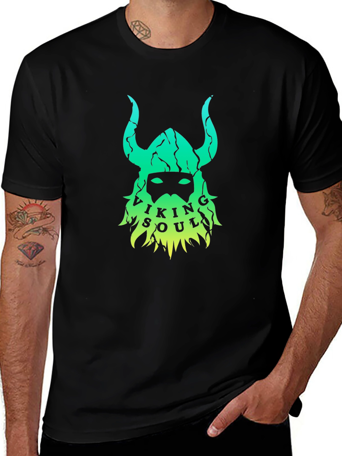 Viking Soul Graphic Tee - Black Cotton Blend