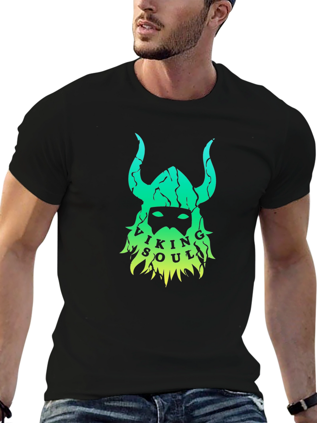 Viking Soul Graphic Tee - Black Cotton Blend