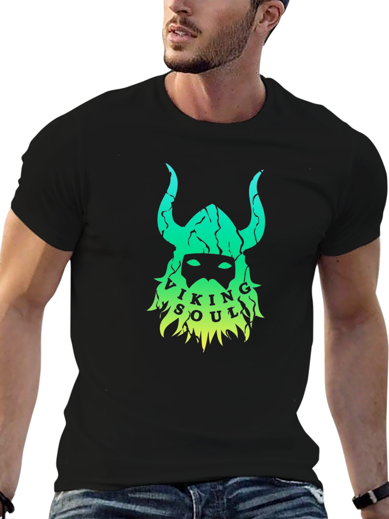 Viking Soul Graphic Tee - Black Cotton Blend
