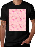 Flamingo Print Tee - Novelty Graphic T-Shirt