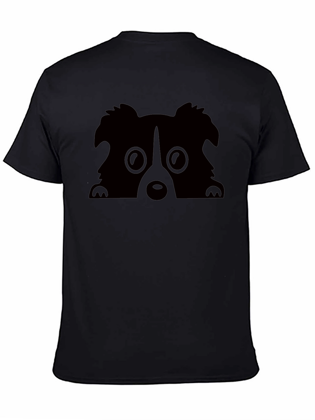 Cute Dog Peekaboo Graphic Tee - Black