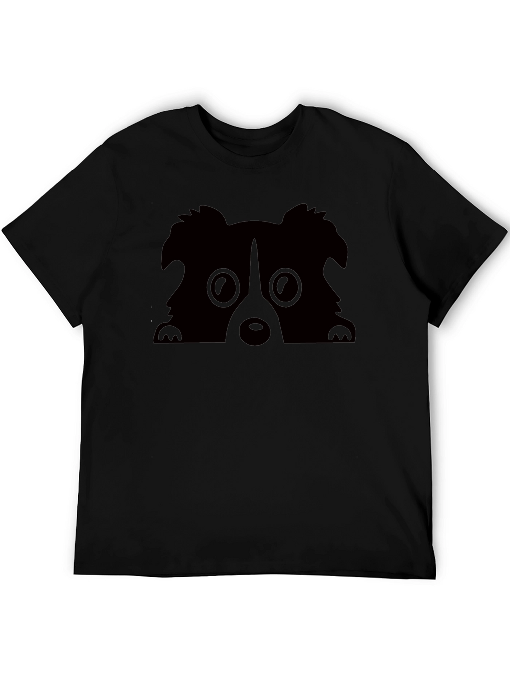 Cute Dog Peekaboo Graphic Tee - Black