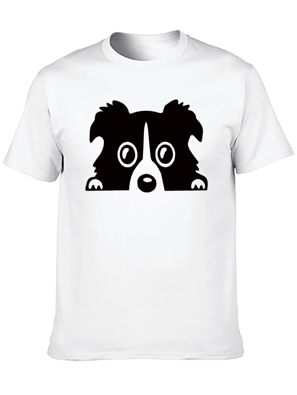 Cute Dog Peekaboo Graphic Tee - Black