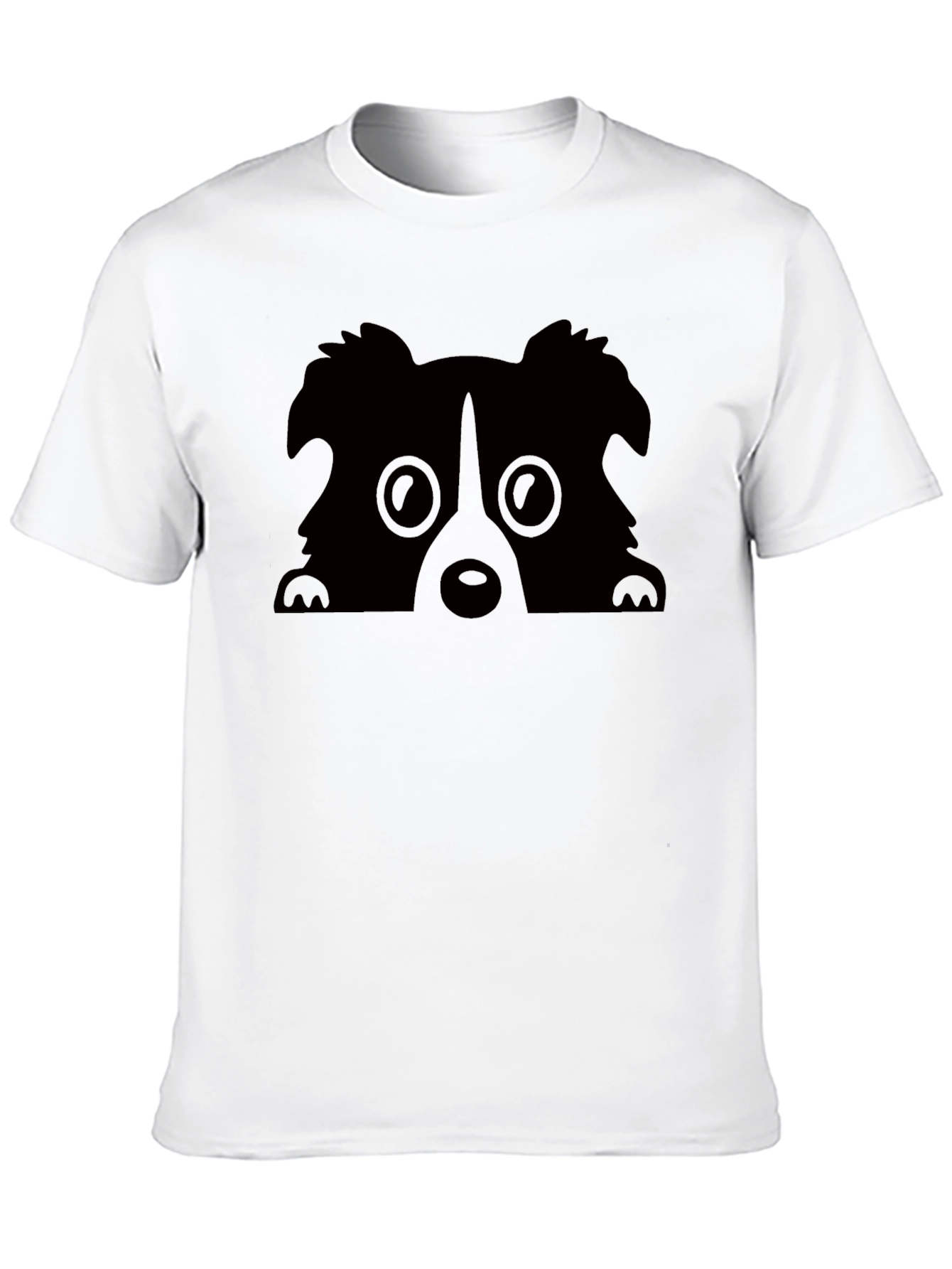 Cute Dog Peekaboo Graphic Tee - Black
