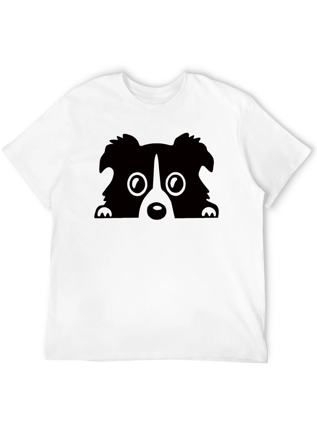 Cute Dog Peekaboo Graphic Tee - Black