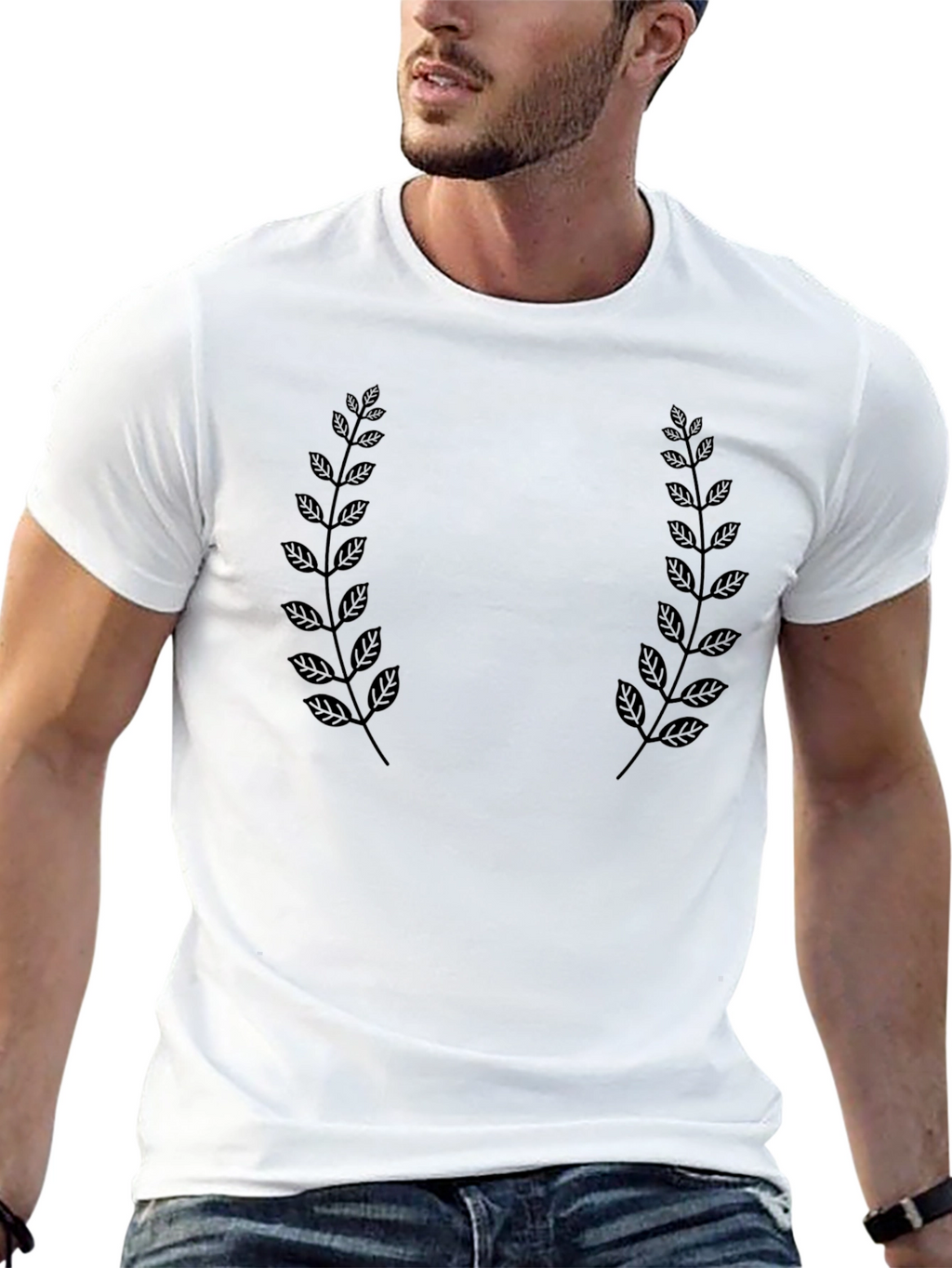 Black Laurel Wreath Graphic T-Shirt - Stylish Mens Tee