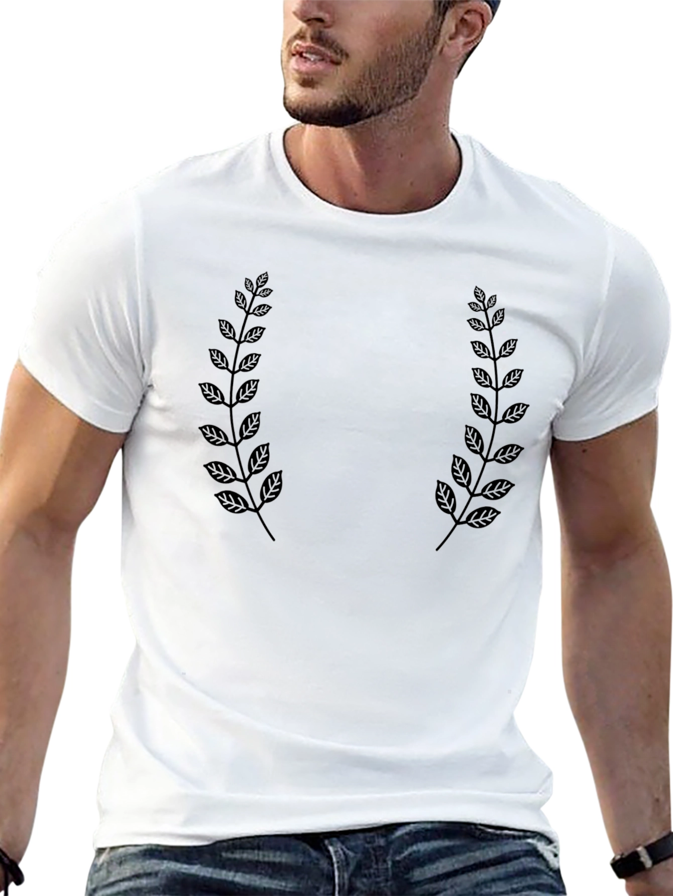 Black Laurel Wreath Graphic T-Shirt - Stylish Mens Tee